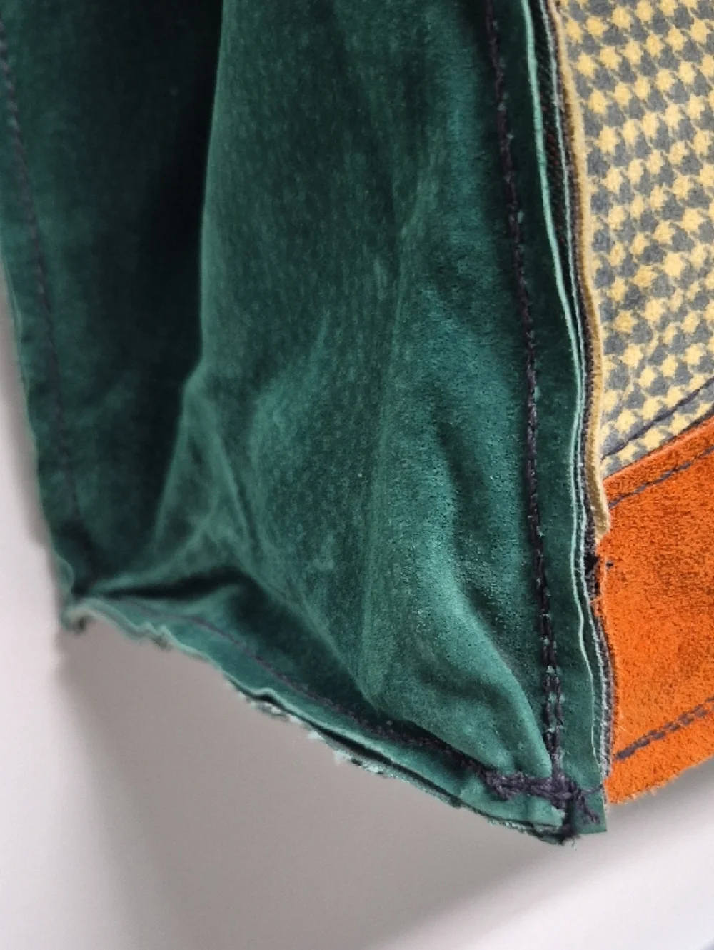 Mad JAZZIN Green MultiColor Leather Patchwork Tote Bag With Straps One Of A Kind - Picture 7 of 13